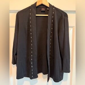 Rafaella Black Cardigan with Pearl Accents